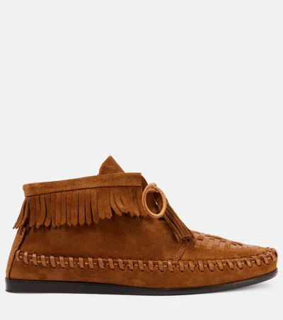 Isabel Marant Felsa Fringed Suede Ankle Boots In Brown