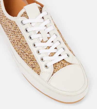 皮革边饰花呢运动鞋