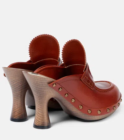 Burberry Potter Stud Embellished Heeled Mules In Brown