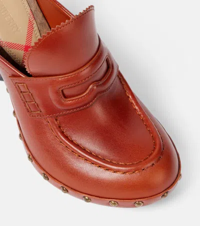 Burberry Potter Stud Embellished Heeled Mules In Brown