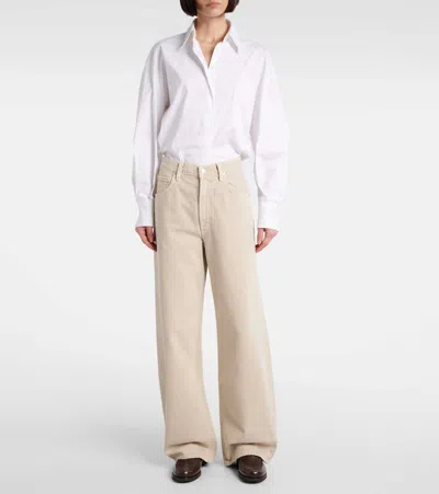 Agolde Womens Tusk Low Slung Wide-leg Mid-rise Recycled-denim Jeans In Beige