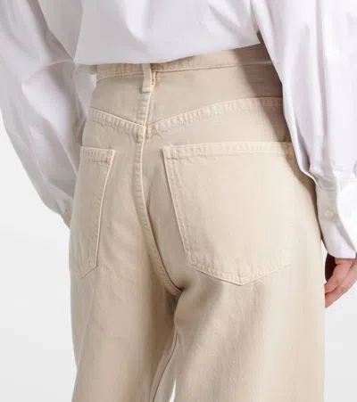 Agolde Womens Tusk Low Slung Wide-leg Mid-rise Recycled-denim Jeans In Beige