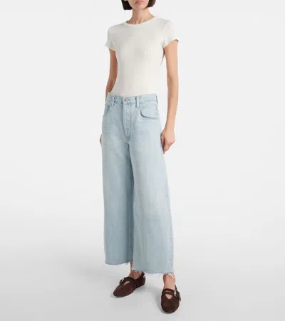 Citizen Of Humanity Ayla Raw Hem Crop Jeans In Sailor In Blue