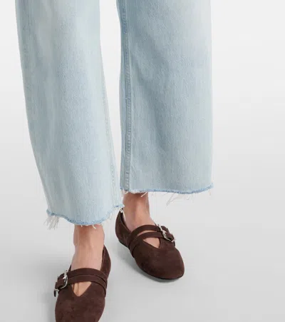 Citizen Of Humanity Ayla Raw Hem Crop Jeans In Sailor In Blue