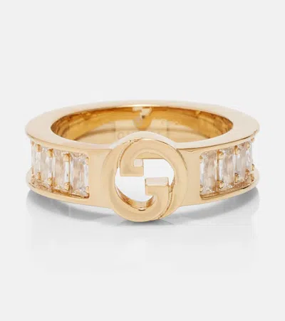 Gucci Blondie Wide Crystal Ring In Gold