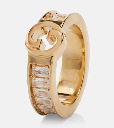 Gucci Blondie Wide Crystal Ring In Gold