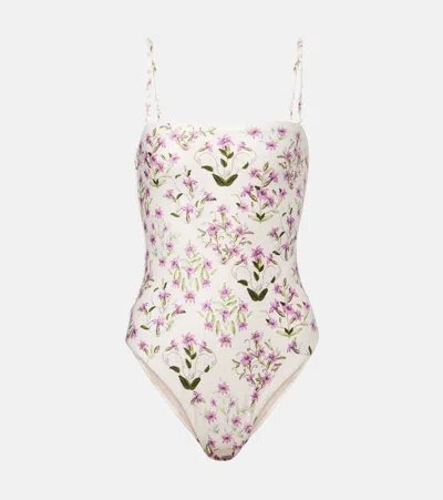 Agua By Agua Bendita Durazno Printed Swimsuit In Neutral