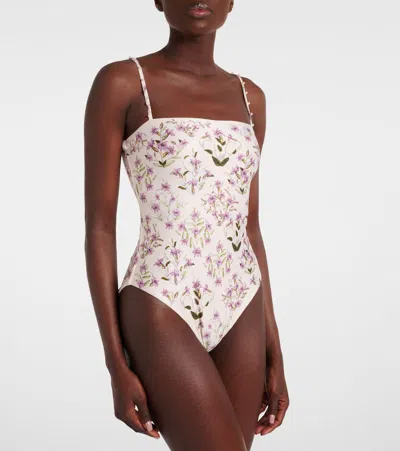 Agua By Agua Bendita Durazno Printed Swimsuit In Neutral