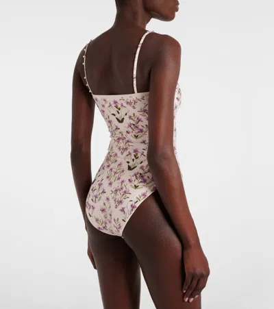 Agua By Agua Bendita Durazno Printed Swimsuit In Neutral