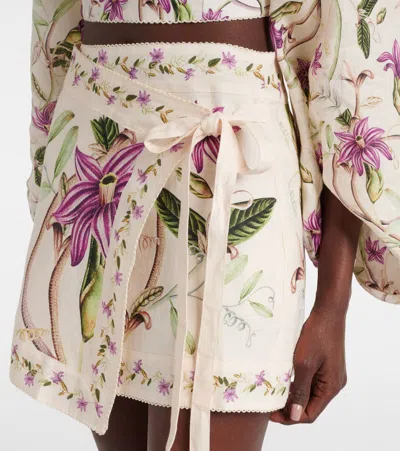 Agua By Agua Bendita Luna Printed Linen Beach Cover-up In White