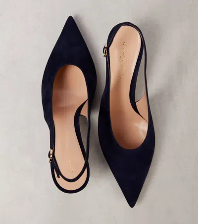 Gianvito Rossi Robbie 55 Suede Slingback Pumps In Blue