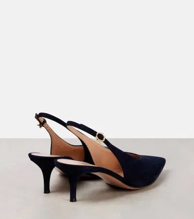 Gianvito Rossi Robbie 55 Suede Slingback Pumps In Blue
