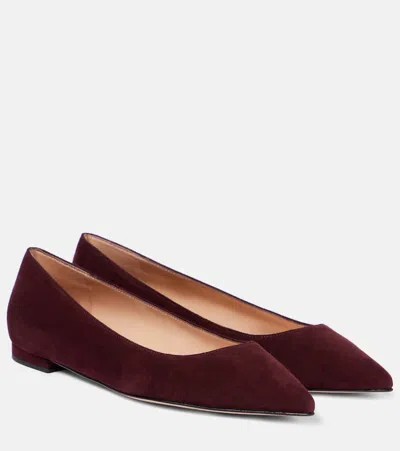 Gianvito Rossi Gianvito Suede Ballet Flats In Burgundy