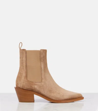 Gianvito Rossi Suede Leather Ankle Boots In Brown