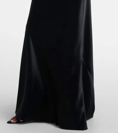 Galvan Pandora Halterneck Satin Gown In Black
