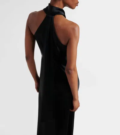 Galvan Pandora Halterneck Satin Gown In Black