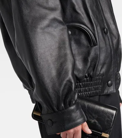 Blazé Milano Blaze Milano Ares Charlie Leather Bomber Jacket In Black