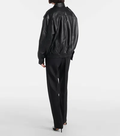 Blazé Milano Blaze Milano Ares Charlie Leather Bomber Jacket In Black