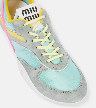 Miu Miu Gymnasium Tech-nylon And Suede Sneakers In Multi