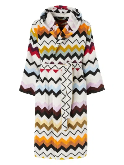 Missoni Murrina Hooded Bathrobe In Cotton Terry With Zig Zag Pattern In Multi