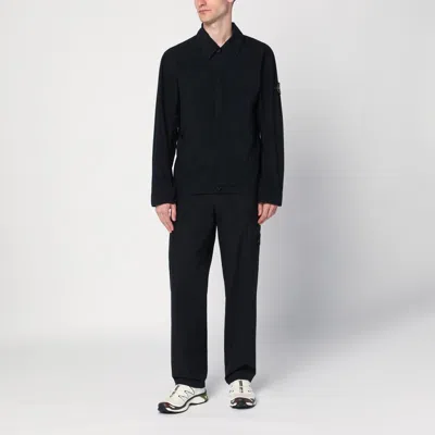 Stone Island Navy Blue Overshirt Jacket In Blue