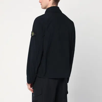 Stone Island Navy Blue Overshirt Jacket In Blue
