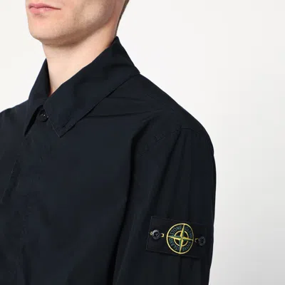 Stone Island Navy Blue Overshirt Jacket In Blue