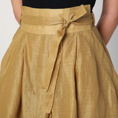 Mark Kenly Domino Tan Mkdt Studio Nova Pleated Skirt In Ramie In Green