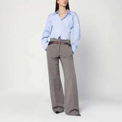 Prada Pant Wool Blend Loops Belt In Brown