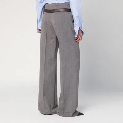 Prada Pant Wool Blend Loops Belt In Brown