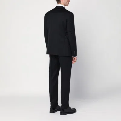 Tagliatore Wool Suit With Notch Lapel And Flap Pockets In Black