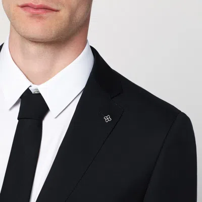 Tagliatore Wool Suit With Notch Lapel And Flap Pockets In Black