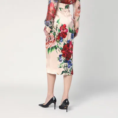 Dolce & Gabbana Longuette Skirt With Floral Print In Multi