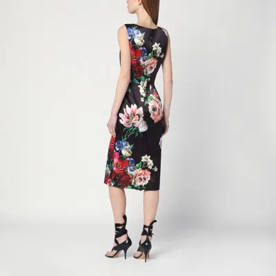 Dolce & Gabbana Floral Print Stretch Satin Dress In Bfioriantichifner