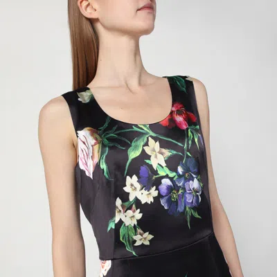 Dolce & Gabbana Floral Print Stretch Satin Dress In Bfioriantichifner