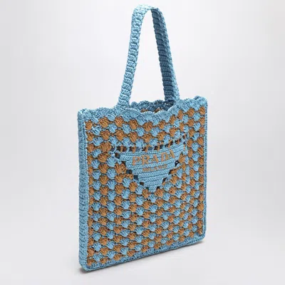 Prada Two-tone Raffia Shopping Bag In Gold