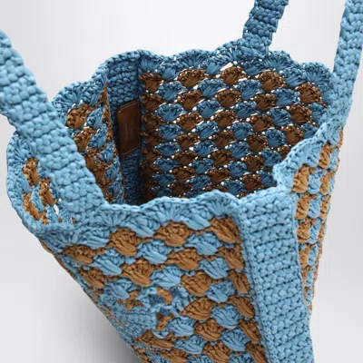 Prada Two-tone Raffia Shopping Bag In Gold