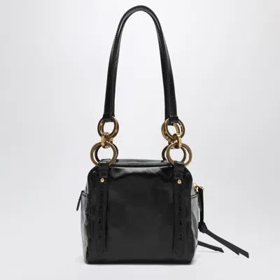 Prada Mini Dangle Handbag Black In Camel Brown