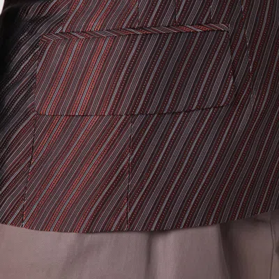 Dries Van Noten Burgundy Striped Jacket With Padded Balls In Burgundy