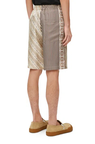 Loewe Anagram-motif Silk Shorts In Nude