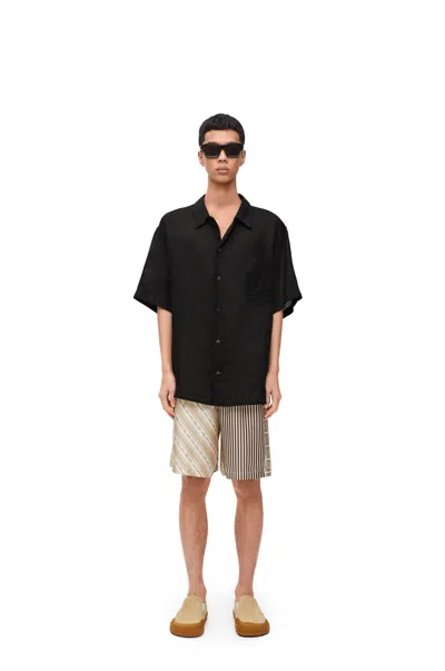 Loewe Anagram-motif Silk Shorts In Nude