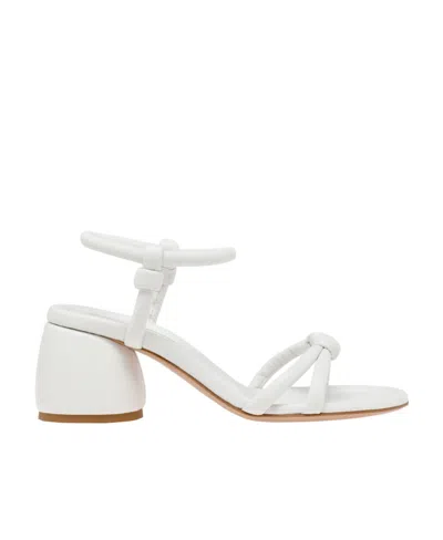 Gianvito Rossi Knotted Leather Block-heel Sandals In White