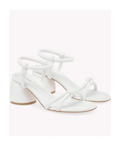 Gianvito Rossi Knotted Leather Block-heel Sandals In White