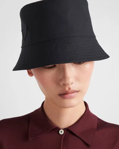 Prada Reversible Printed Cotton Bucket Hat In Black