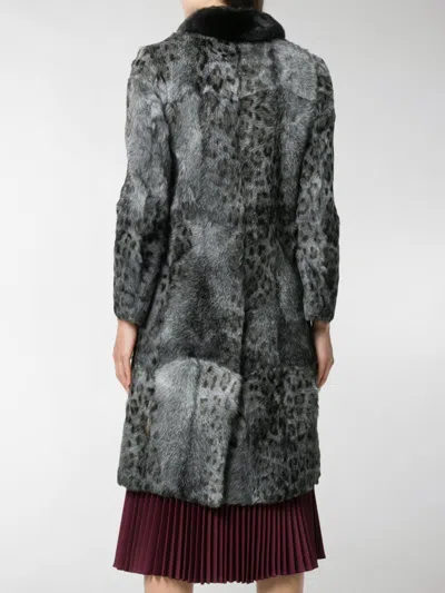 Prada Leopard Print Coat In Gray