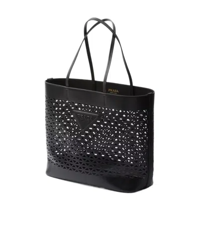 Prada Black Leather Shopping Bag
