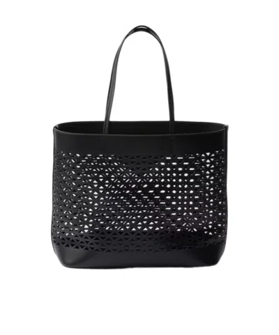Prada Black Leather Shopping Bag