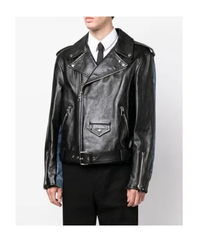 Alexander Mcqueen Combo Biker Jacket In Black