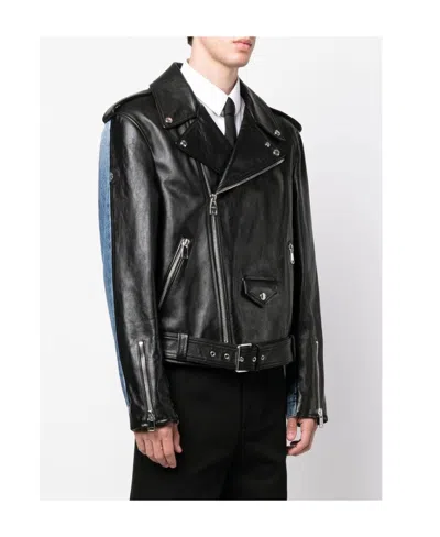 Alexander Mcqueen Combo Biker Jacket In Black