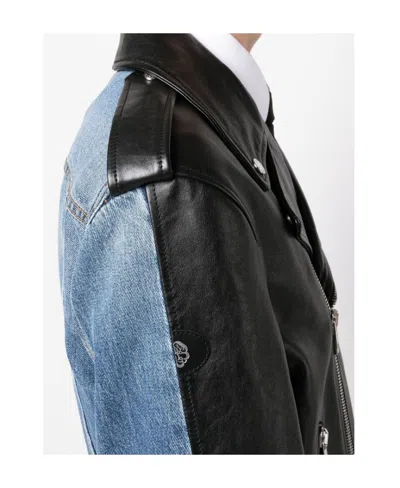 Alexander Mcqueen Combo Biker Jacket In Black